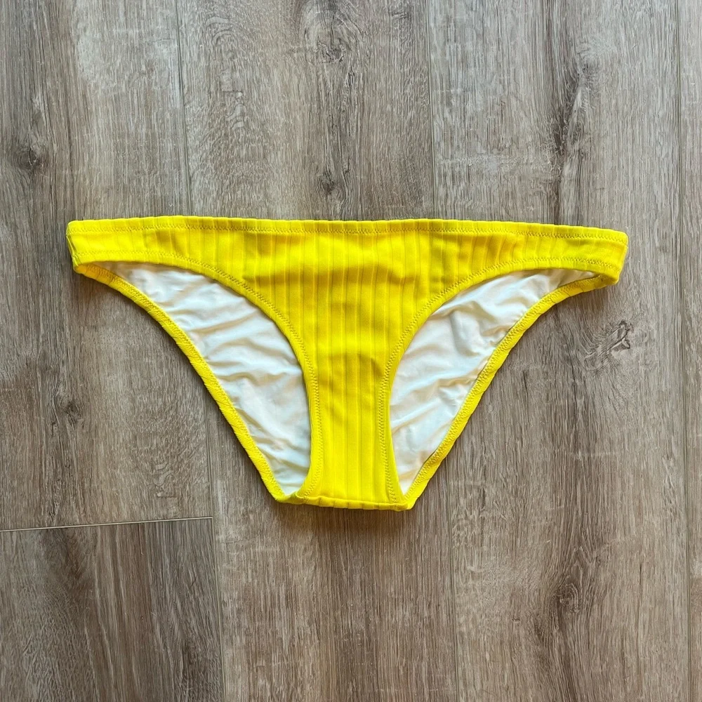 Solid & Striped Yellow Swimsuit Bottoms | L